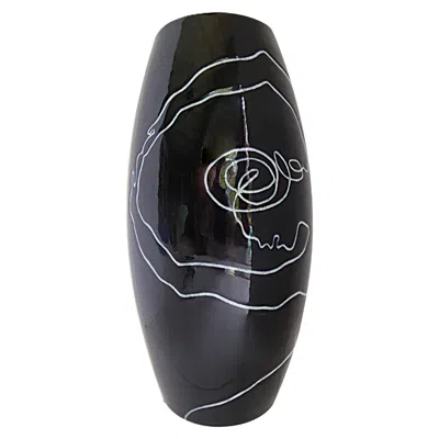 Pre-owned Arabia Finn Modern Design Pro Arte Series Ceramic Vase-pauli Vuorisalo , Finland In Black