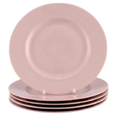 Pre-owned Arabia Five  Plates In Pink Glazed Porcelain, Mid-20th Century