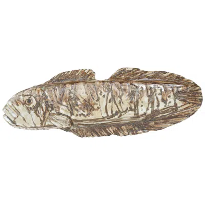 Pre-owned Arabia Fossilized Fish Sculpture By Taisto Kaasinen For  In Brown