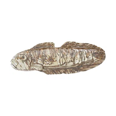 Pre-owned Arabia Fossilized Fish Sculpture By Taisto Kaasinen For  In Brown