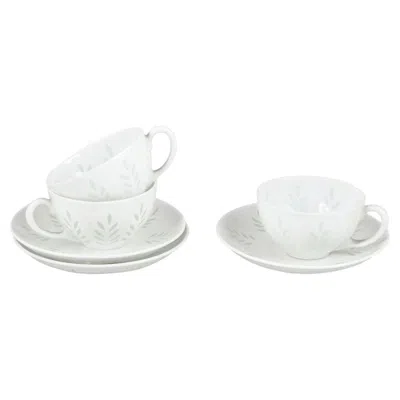 Pre-owned Arabia Friedl Holzer-kjellberg, . 3 Mocha Cups & Saucers. Rice Grain Porcelain. In Gray