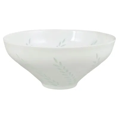 Pre-owned Arabia Friedl Holzer-kjellberg, . Large Bowl In White Porcelain With Leaf Motif.