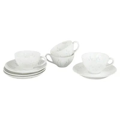 Pre-owned Arabia Friedl Holzer-kjellberg For . Four Porcelain Demi-tasse Cups With Saucers. In Gray