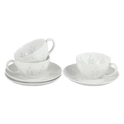 Pre-owned Arabia Friedl Holzer-kjellberg For . Three Porcelain Demi-tasse Cups With Saucers In Gray