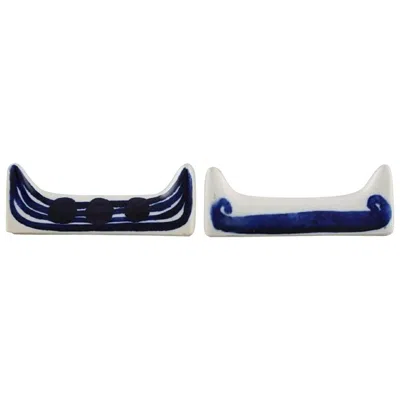 Pre-owned Arabia Gunvor Olin Gronqvist For , Two Rare Knife Rests In Glazed Ceramics In Black