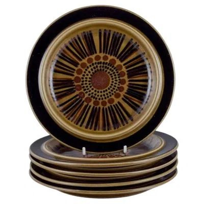 Pre-owned Arabia Gunvor Olin-grönqvist For , "cosmos", Five Lunch Plates In Stoneware In Black