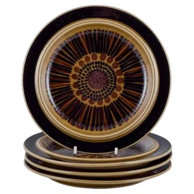 Pre-owned Arabia Gunvor Olin-grönqvist For , "cosmos", Four Lunch Plates In Stoneware In Black