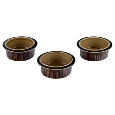 Pre-owned Arabia Gunvor Olin-grönqvist For , "cosmos" Three Bowls In Stoneware. In Black