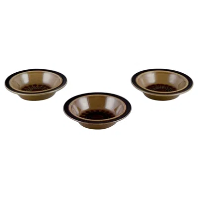 Pre-owned Arabia Gunvor Olin-grönqvist For , "cosmos" Three Deep Plates. In Brown