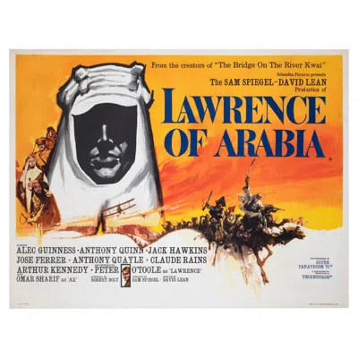 Pre-owned Arabia Lawrence Of  1962 Pre-oscars Uk Quad Film Poster, Georges Kerfyser In Orange