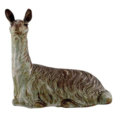 Pre-owned Arabia Lea Von Mickwitz '1884-1978', , Large Sculpture In Glazed Stoneware, Lama In Brown