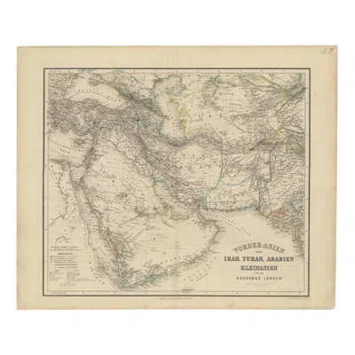 Pre-owned Arabia Map Of Iran, , Asia Minor & Caucasus By Perthes, 1858 In Sand