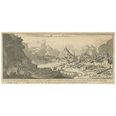 Pre-owned Arabia Mecha In  – Engraving By Gaspar Bouttats After Jan Peeters, Antwerp, 1680 In Brown