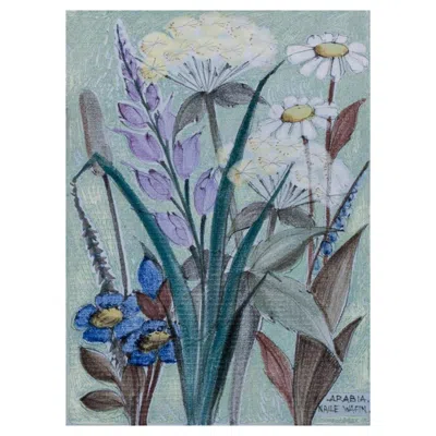 Pre-owned Arabia Naile Wafin For , Finland. Unique Wall Plaque With A Floral Motif In Gray