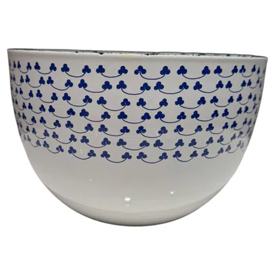 Pre-owned Arabia Of Finland Arabia Finland Finel Enamel Bowl Blue Clover Siniapila Kaj Franck
