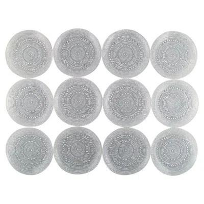 Pre-owned Arabia Oiva Toikka For , Twelve Kastehelmi Plates In Clear Art Glass In Gray