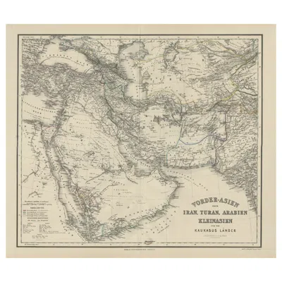 Pre-owned Arabia Old German Antique Map Of Iran And , 1866 In Sand