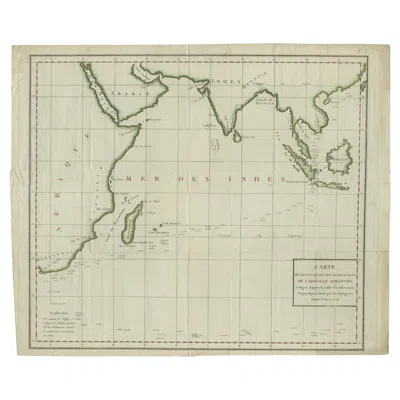 Pre-owned Arabia Old Map Of Indian Ocean & Sumatra, Java, Borneo, India, , Africa, C.1783 In Sand