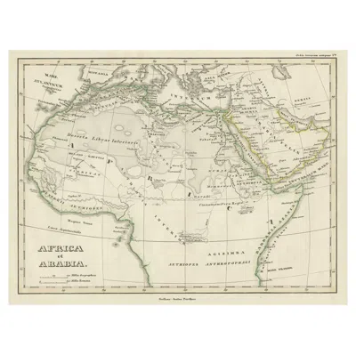 Pre-owned Arabia Old Original Map Of Africa And , 1848 In Sand