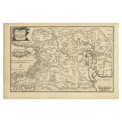 Pre-owned Arabia Original Antique Map Of Canaan, Armenia, Syria, Mesopotamia And , 1709 In Sand