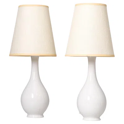 Pre-owned Arabia Pair Of Minimalist Modernist Finnish Ceramic Table Lamps,  1950s In Sand