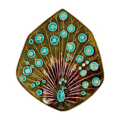 Pre-owned Arabia Peacock Ceramic Relief By Annikki Hovisaari For , 1960's In Brown