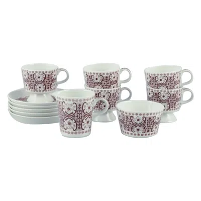 Pre-owned Arabia Raija Uosikkinen, . Five ‘ali' Coffee Cups & Saucers, Sugar Bowl, Creamer. In Gray