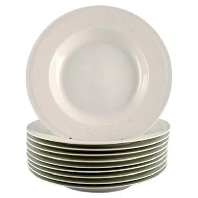 Pre-owned Arabia Raija Uosikkinen For , 10 Rare Pitsi Deep Plates With Floral Decoration In Sand