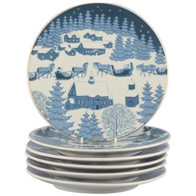 Pre-owned Arabia Raija Uosikkinen For , Finland, A Set Of Six Porcelain Christmas Plates. In Gray
