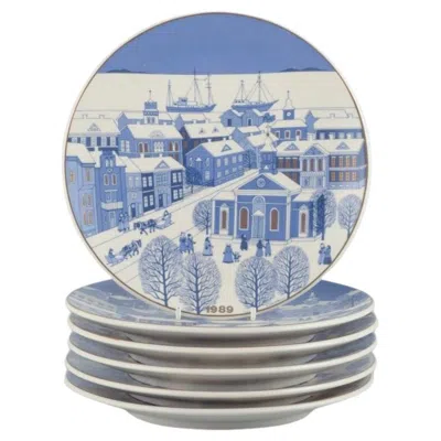 Pre-owned Arabia Raija Uosikkinen For , Finland. Set Of Six Porcelain Christmas Plates. In Gray