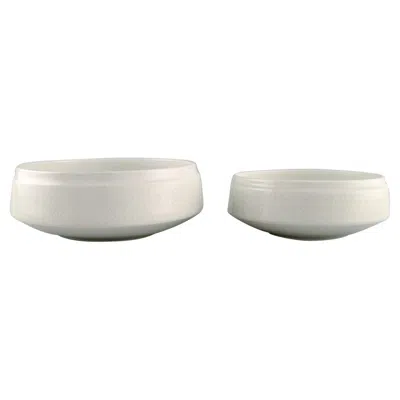 Pre-owned Arabia Raija Uosikkinen For . Two Pitsi Porcelain Bowls With Floral Decoration. In Gray