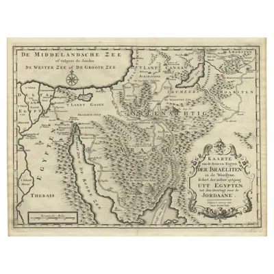 Pre-owned Arabia Scarce Middle East And  Map Showing The Exodus Of The Israelites, 1725 In Sand