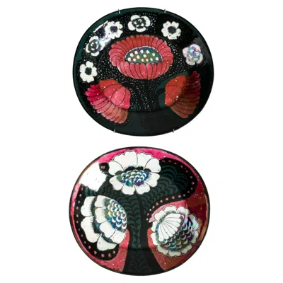 Pre-owned Arabia Set Of Two Stoneware Platters By Birger Kaipiainen For , Finland, 1960/70s In Black