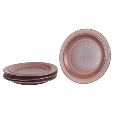 Pre-owned Arabia Ulla Procopé For . Four Ceramic Dinner Plates. "ruska” Series. 1960s/70s In Brown