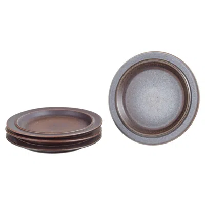 Pre-owned Arabia Ulla Procopé For . Four Ceramic Dinner Plates. "ruska” Series. 1960s/70s In Gray