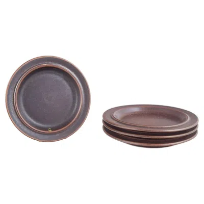 Pre-owned Arabia Ulla Procopé For . Four Ceramic Plates. "ruska” Series. 1960s/70s In Gray