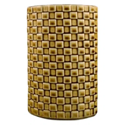 Pre-owned Arabia Vase In Glazed Ceramics, Beautiful Glaze In Mustard Yellow Shades