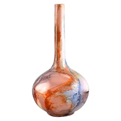 Pre-owned Arabia Vase In Glazed Ceramics, Beautiful Glaze With Multicolored Marble Effect In Brown