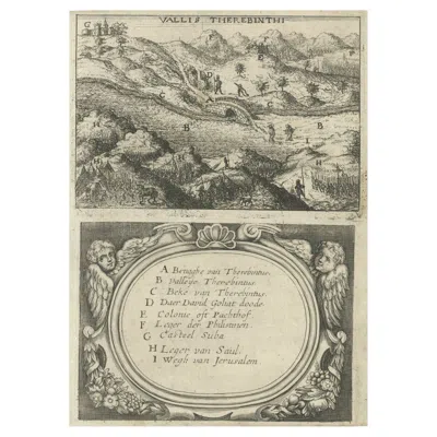 Pre-owned Arabia Very Rare Antique Print Of The Valley Of Terebinthus In , 1673 In Sand