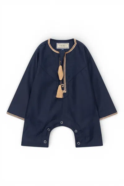 Arabic Thobes Kids' Baby Boys Ramadan Navy Blue Moroccan Thobe Robe Emirati Eid Jubba- B-tt003