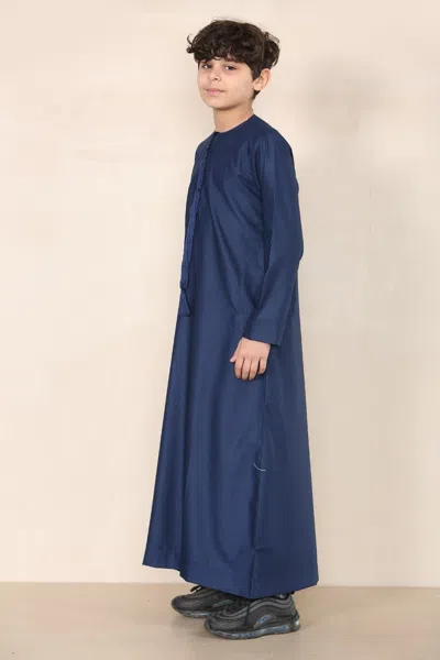 Arabic Thobes Boy's Kids Navy Blue Thobe Emirati Jubba Islamic Clothing Kaftan Eid String Tassel