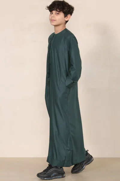 Arabic Thobes Boy's Kids Olive Green Thobe Emirati Jubba Islamic Clothing Kaftan Eid String Tassel