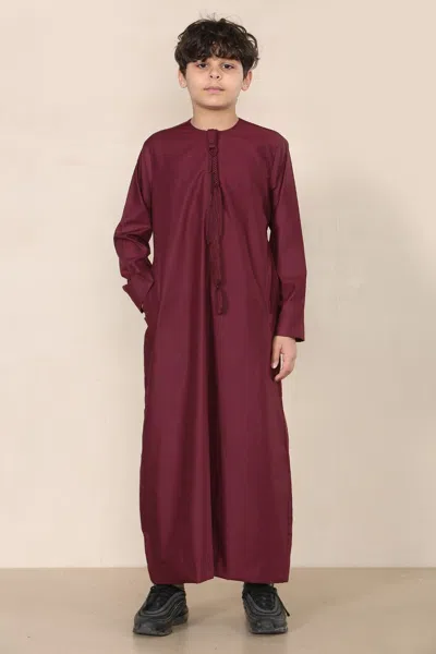 Arabic Thobes Boy's Kids Red Thobe Emirati Jubba Islamic Clothing Kaftan Eid String Tassel In Blue