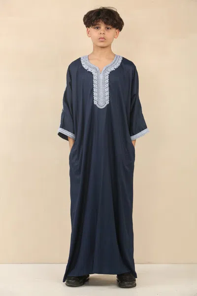 Arabic Thobes Kid's Boys Blue Moroccan Thobe Jubba Robe Eid Djellaba Gandoura