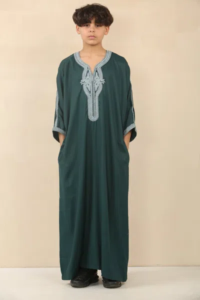 Arabic Thobes Kid's Boys Green Moroccan Thobe Jubba Robe Eid Djellaba Gandoura