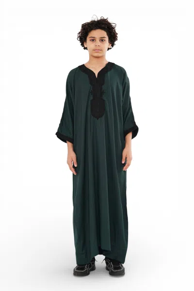 Arabic Thobes Kid's Boys Green Moroccan Thobe Jubba Robe Eid Djellaba Gandoura - K-hm62 In Multi