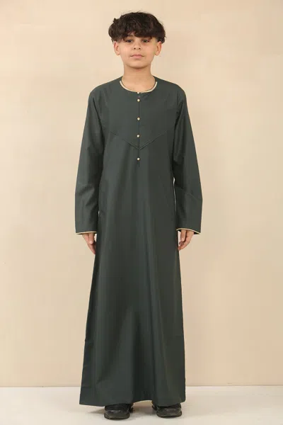 Arabic Thobes Kid's Boys Green Omani Eid Thobe Saudi Emirati Jubba Robe In Multi