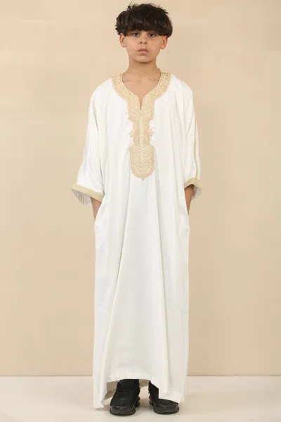 Arabic Thobes Kid's Boys White Moroccan Thobe Djellaba Jubba Robe Eid