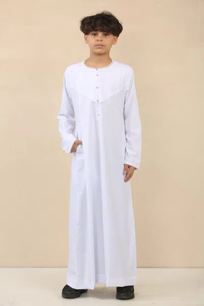 Arabic Thobes Kid's Boys White Omani Eid Thobe Saudi Emirati Jubba Robe