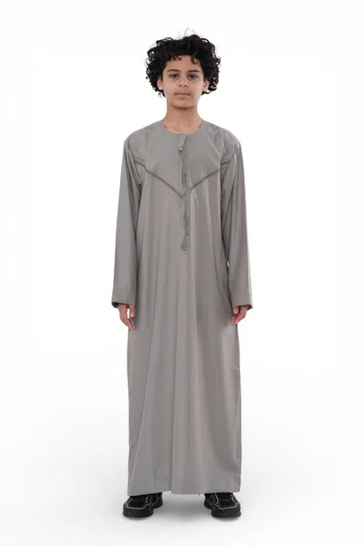 Arabic Thobes Kids Boys Eid Beige Moroccan Thobe Robe Djellaba Ramadan Eid Jubba- K-hm10 In Gray